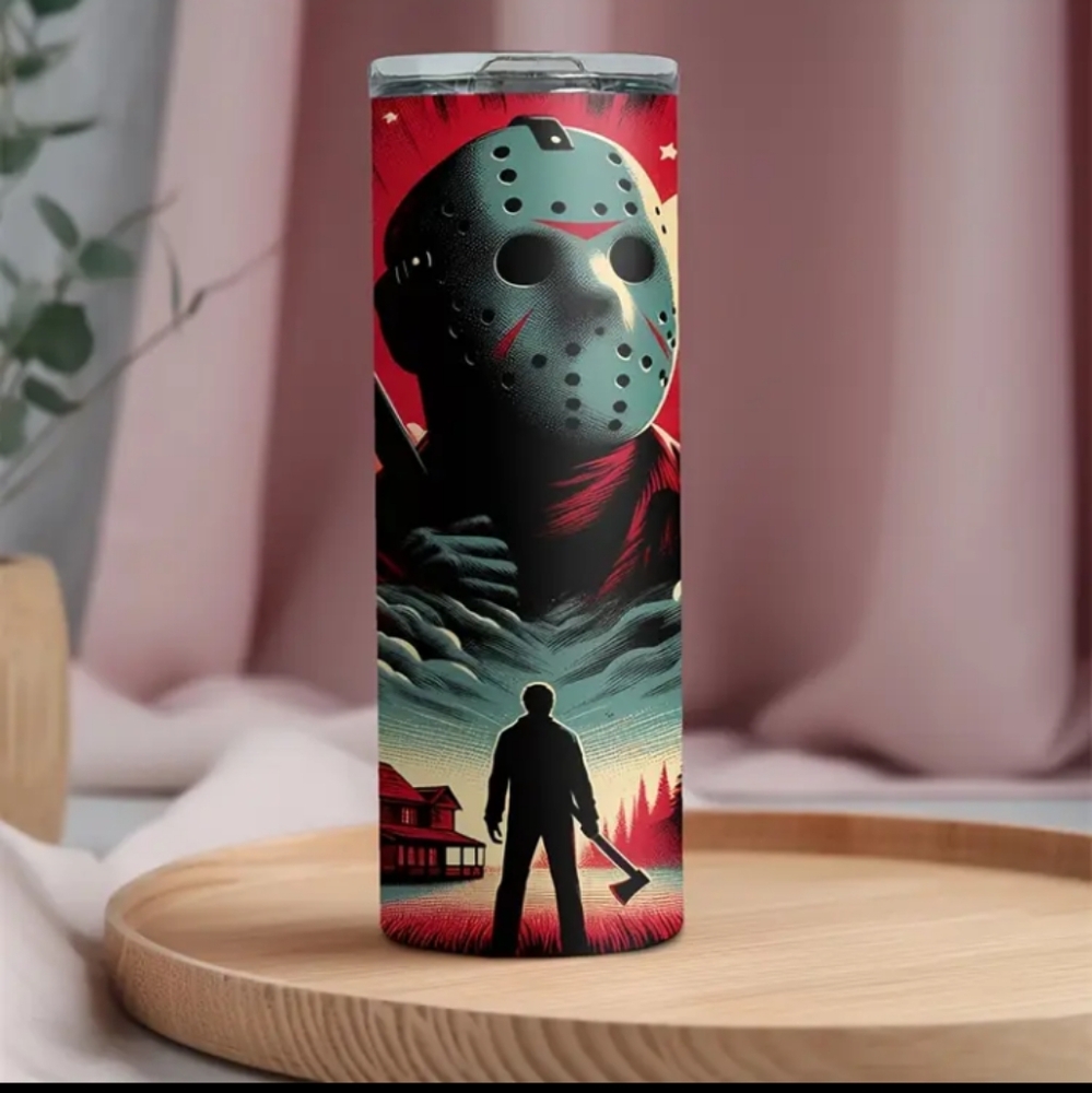 Horror Themed Tumbler with Mask Design